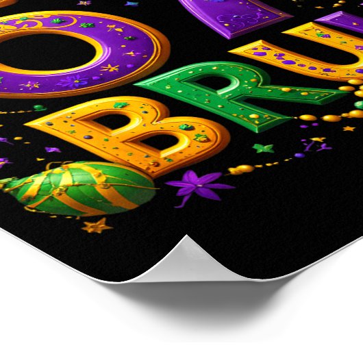 67 Bruh Jester Hat Feather Mask Mardi Gras Fleur D ポスター (角)