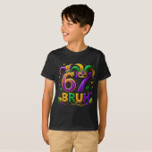 67 Bruh Jester Hat Feather Mask Mardi Gras Fleur D Tシャツ (正面フル)