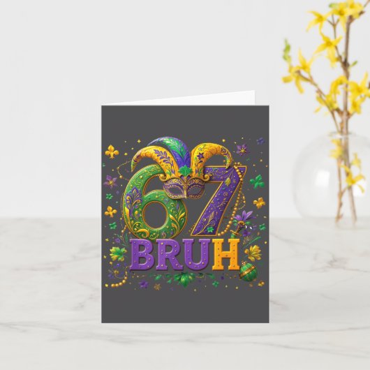 67 Bruh Mardi Gras Happy Mardi Gras  カード (黄色い花)