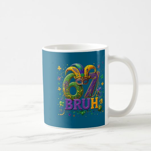 67 Bruh Mardi Gras Happy Mardi Gras  コーヒーマグカップ (右)
