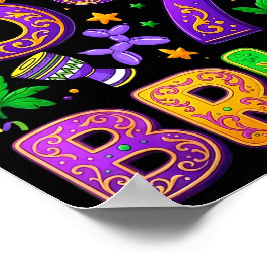 67 Bruh Mardi Gras Jester Mask New Orleans ポスター (角)