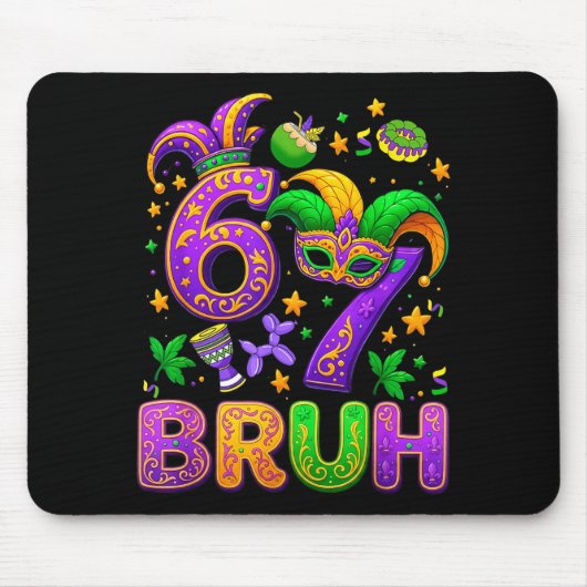 67 Bruh Mardi Gras Jester Mask New Orleans  マウスパッド (正面)
