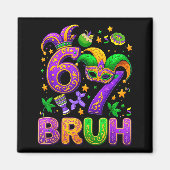 67 Bruh Mardi Gras Jester Mask New Orleans  マグネット (正面)