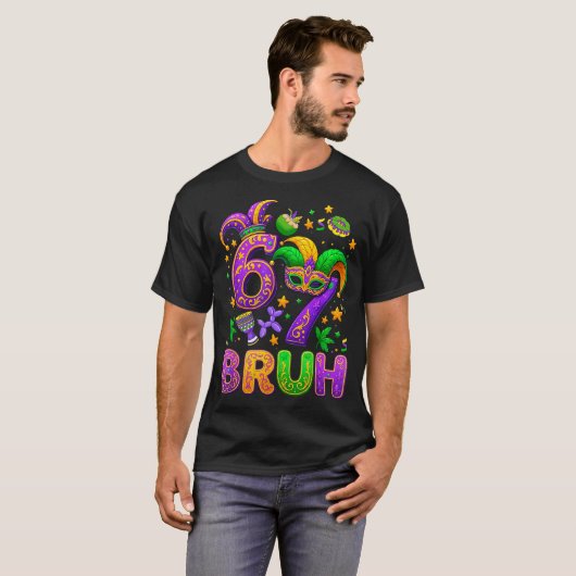 67 Bruh Mardi Gras Jester Mask New Orleans Tシャツ (正面フル)