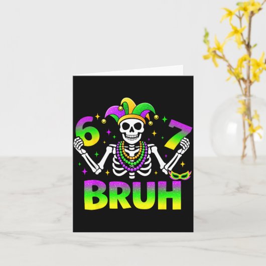 67 Bruh Mardi Gras Skeleton For Kids Boys Men New  カード (黄色い花)