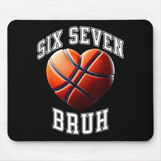 67 Bruh Meme Basketball Six Seven Heart Funny  マウスパッド (正面)