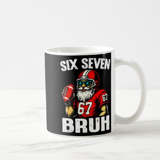 67 Bruh Meme Christmas Football Santa Six Seven  コーヒーマグカップ (右)