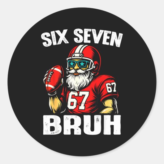67 Bruh Meme Christmas Football Santa Six Seven  ラウンドシール (正面)
