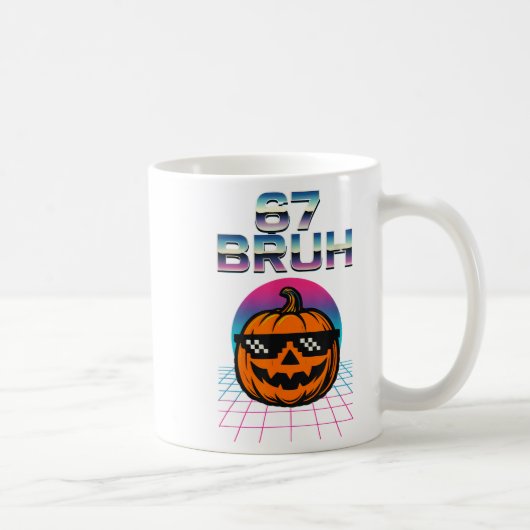 67 Bruh Meme Halloween Pumpkin 6 7 Brainrot Six Se コーヒーマグカップ (右)