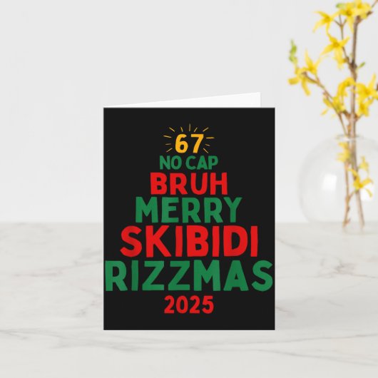 67 Bruh No Cap Skibidi Ohio Rizz Sigma Funny Gen A カード (黄色い花)