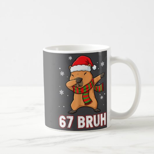 67 Bruh Six Seven Meme Capybara Christmas Kids Boy コーヒーマグカップ (右)