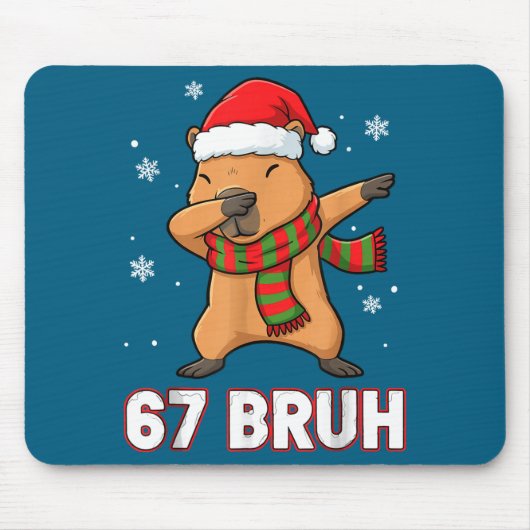 67 Bruh Six Seven Meme Capybara Christmas Kids Boy マウスパッド (正面)