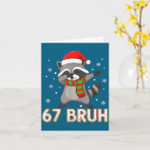 67 Bruh Six Seven Meme Raccoon Christmas Kids Boys カード (黄色い花)