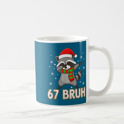 67 Bruh Six Seven Meme Raccoon Christmas Kids Boys コーヒーマグカップ (右)