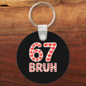 67 Bruh Valentine Hearts Funny Meme  キーホルダー (正面)