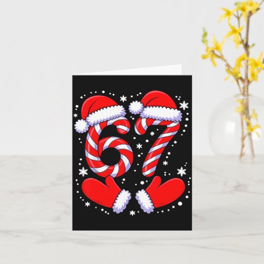 67 Candy Canes Santa  カード (黄色い花)