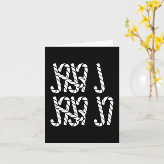 67 Candy Canes Tally Marks Xmas Long Sleeve  カード (黄色い花)