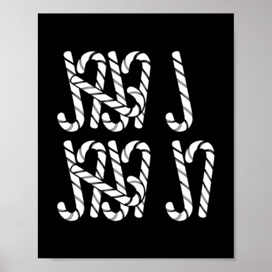 67 Candy Canes Tally Marks Xmas Long Sleeve  ポスター (正面)