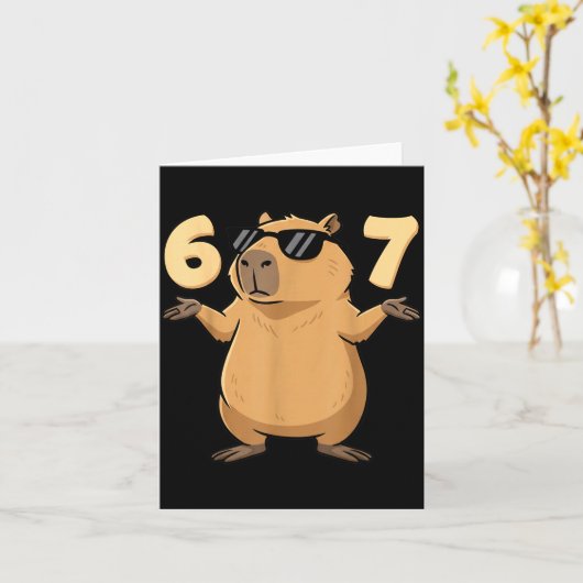 67 Capybara Meme 6 7 Aesthetic For Kids Young Adul カード (黄色い花)