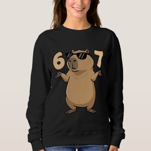 67 Capybara Meme 6 7 Aesthetic for Kids Young Adul スウェットシャツ (正面)
