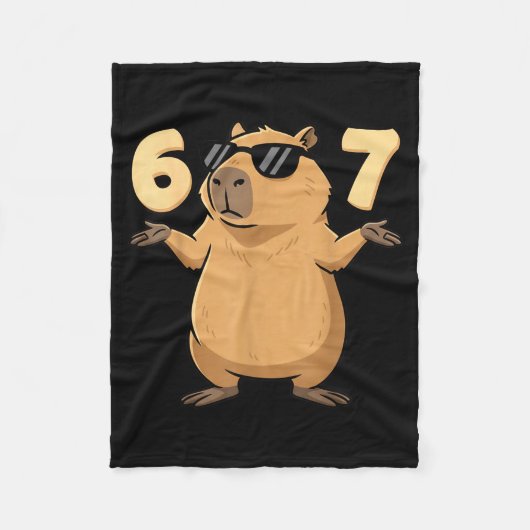 67 Capybara Meme 6 7 Aesthetic For Kids Young Adul フリースブランケット (正面)