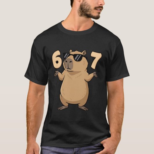 67 Capybara Meme 6 7 Aesthetic for Kids Young Adul Tシャツ (正面)