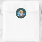67 Capybara Round Sticker – Blue Glow | Deep Teal ラウンドシール (バッグ)