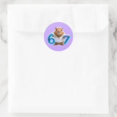 67 Capybara Round Sticker – Blue Glow | Lavender ラウンドシール (バッグ)