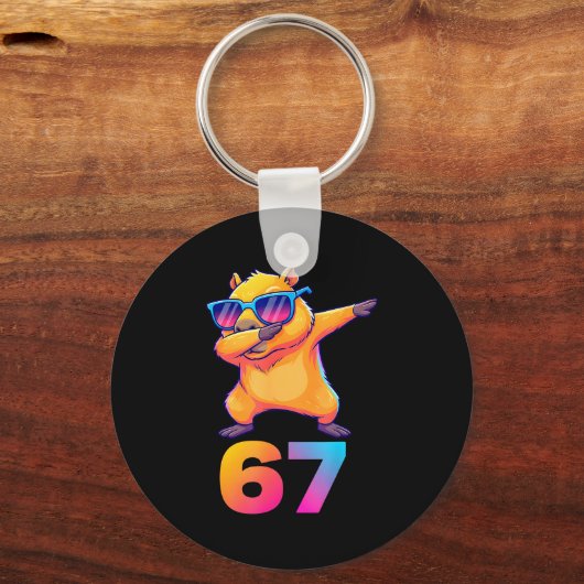 67 Capybara Six Seven Meme Animal Cool Capybara Da キーホルダー (正面)