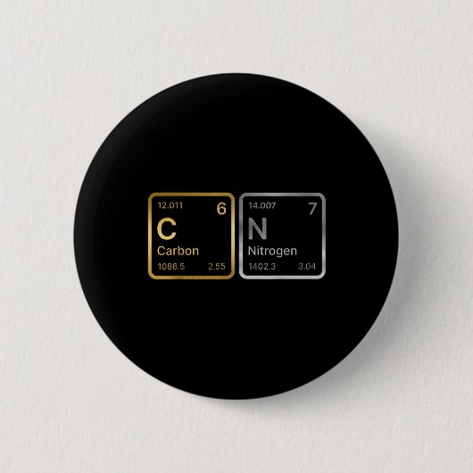 67 Carbon Nitrogen Science Chemistry Periodic Tabl 缶バッジ (正面)