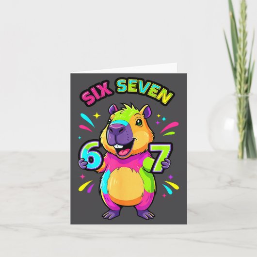 67 Cartoon Capybara Seven Six Gift カード (正面)