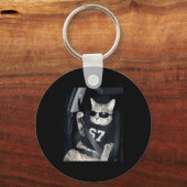 67 Cat Wearing Sungles Gen Alpha Funny Six Seven 6 キーホルダー (正面)