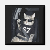 67 Cat Wearing Sungles Gen Alpha Funny Six Seven 6 マグネット (正面)