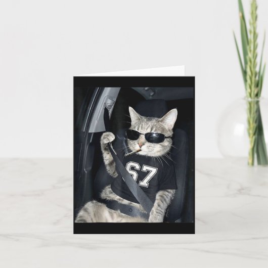 67 Cat Wearing Sungles Gen Alpha Smoking Cat  カード (正面)