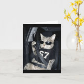 67 Cat Wearing Sungles Gen Alpha Smoking Cat  カード (黄色い花)