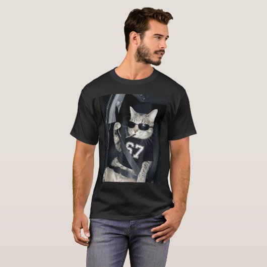 67 Cat Wearing Sungles Gen Alpha Smoking Cat  Tシャツ (正面フル)