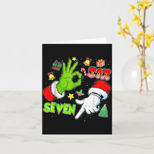 67 Christmas 6 7 Meme Elf Santa Pajamas Gen Alpha  カード (黄色い花)