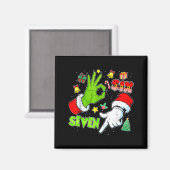 67 Christmas 6 7 Meme Elf Santa Pajamas Gen Alpha  マグネット (正面/裏面)