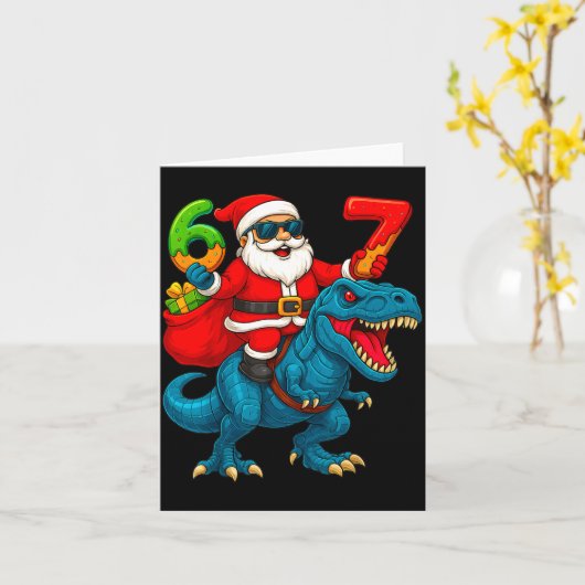 67 Christmas 6 7 Meme Funny Santa Six Seven Xmas B カード (黄色い花)