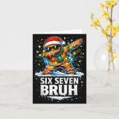 67 Christmas 6 7 Meme Gingerbread Man Xmas Pajamas カード (黄色い花)