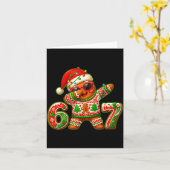 67 Christmas 6 7 Meme Gingerbread Man Xmas Pajamas カード (黄色い花)