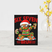 67 Christmas 6 7 Meme Gingerbread Man Xmas Pajamas カード (黄色い花)