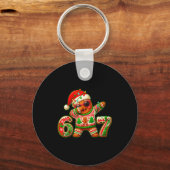 67 Christmas 6 7 Meme Gingerbread Man Xmas Pajamas キーホルダー (正面)