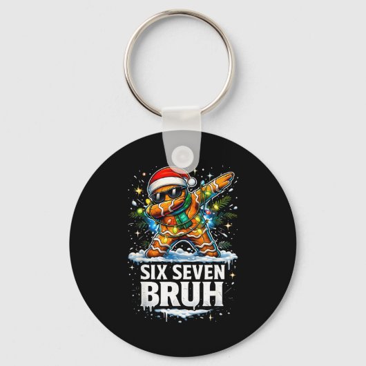 67 Christmas 6 7 Meme Gingerbread Man Xmas Pajamas キーホルダー (正面)