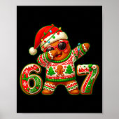 67 Christmas 6 7 Meme Gingerbread Man Xmas Pajamas ポスター (正面)