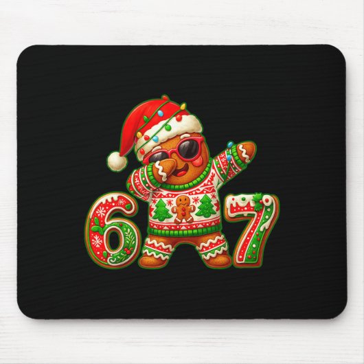 67 Christmas 6 7 Meme Gingerbread Man Xmas Pajamas マウスパッド (正面)