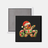 67 Christmas 6 7 Meme Gingerbread Man Xmas Pajamas マグネット (正面/裏面)