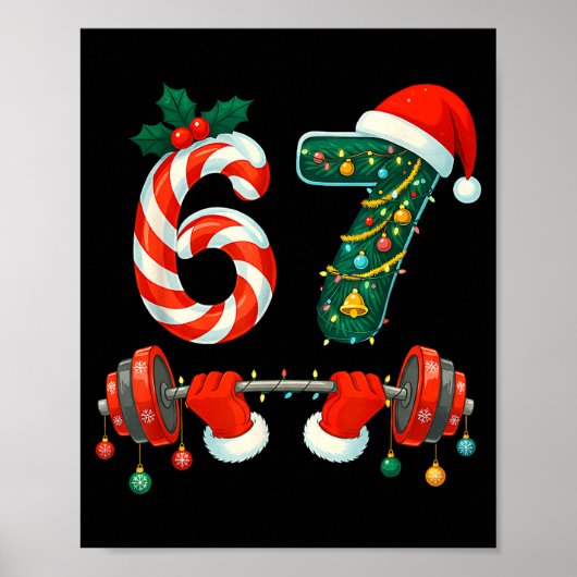 67 Christmas 6 7 Meme Gym Workout Fitness Men Wome ポスター (正面)