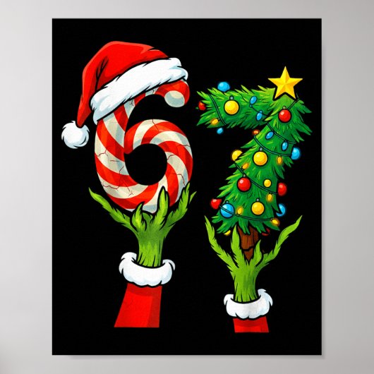 67 Christmas 6 7 Meme Hands Holiday Gen Alpha For  ポスター (正面)