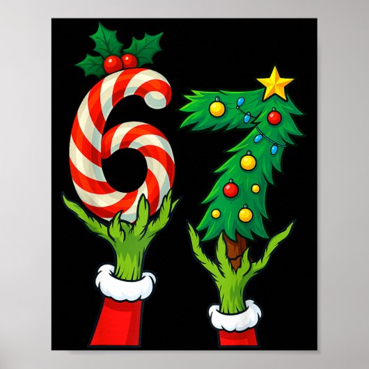 67 Christmas 6 7 Meme Hands Holiday Gen Alpha For ポスター (正面)
